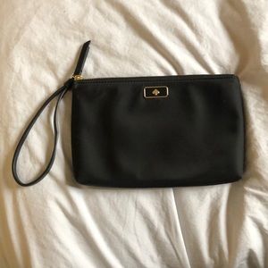 Kate Spade black satin wristlet/clutch 2 pocket